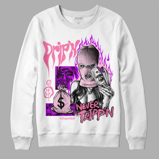 Dunk Low LX Pink Foam DopeSkill Sweatshirt Drip'n Never Tripp'n Graphic Streetwear - White