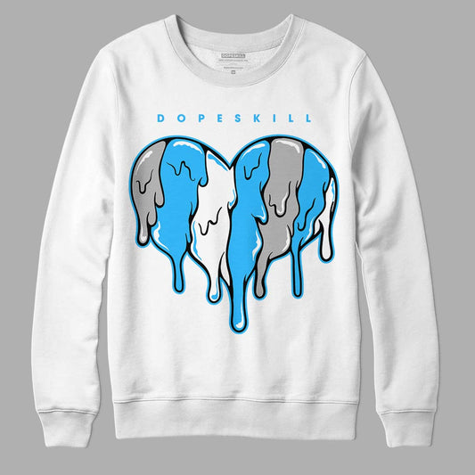 Jordan 2 Low "University Blue" DopeSkill Sweatshirt Slime Drip Heart Graphic Streetwear - White