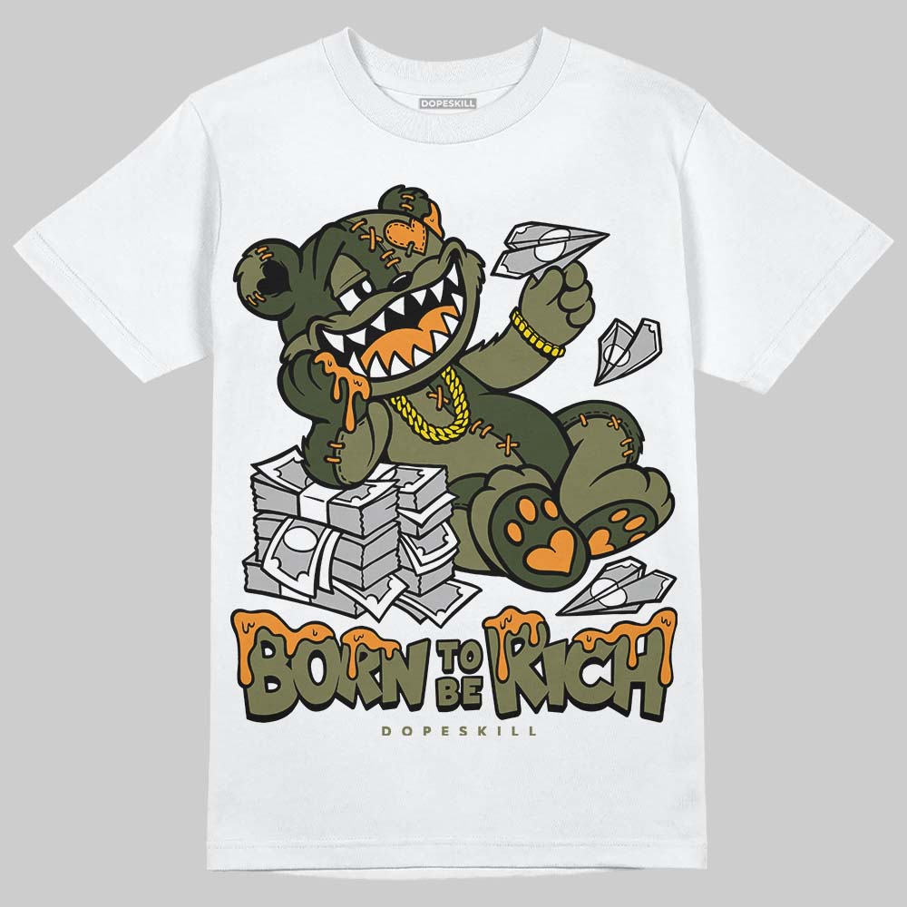 Olive Sneakers DopeSkill T-Shirt Born To Be Rich Graphic Streetwear - White 