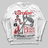 Jordan 5 Retro Fire Red Black Tongue (2025) DopeSkill Long Sleeve T-Shirt Broken Bones Graphic Streetwear - White 