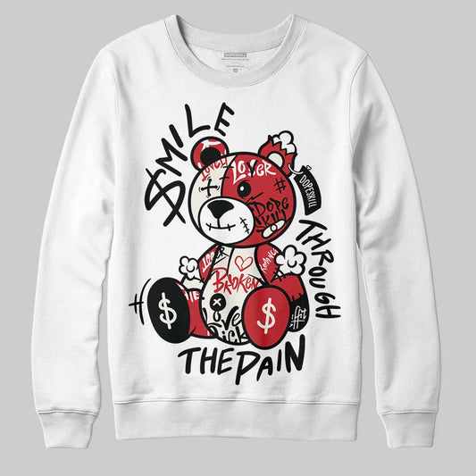 Jordan 4 “Flight Club” DopeSkill Sweatshirt Smile Through The Pain Graphic Streetwear  White