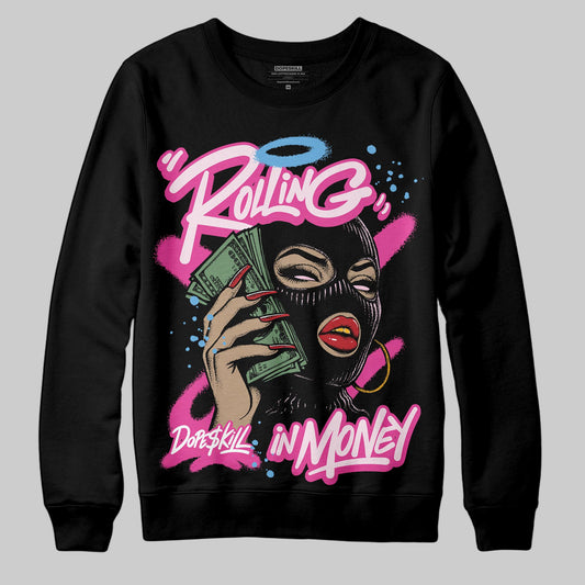 Pink Sneakers DopeSkill Sweatshirt Rolling in Money Graphic Streetwear - Black
