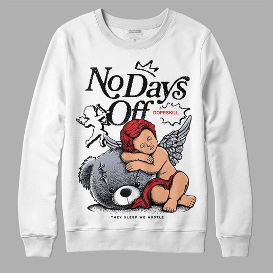 Jordan 4 “Bred Reimagined” DopeSkill Sweatshirt New No Days Off Graphic Streetwear - White