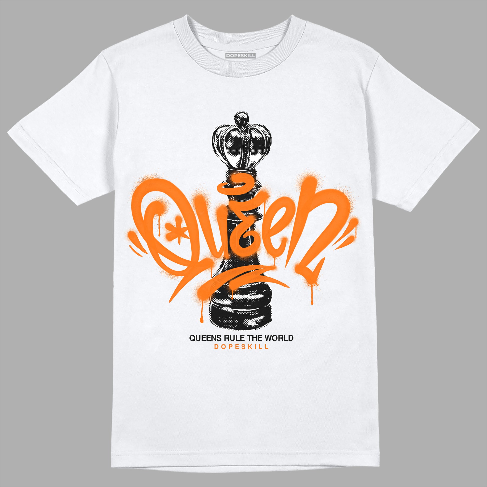 Orange, Black & White Sneakers DopeSkill T-Shirt Queen Chess Graphic Streetwear - White