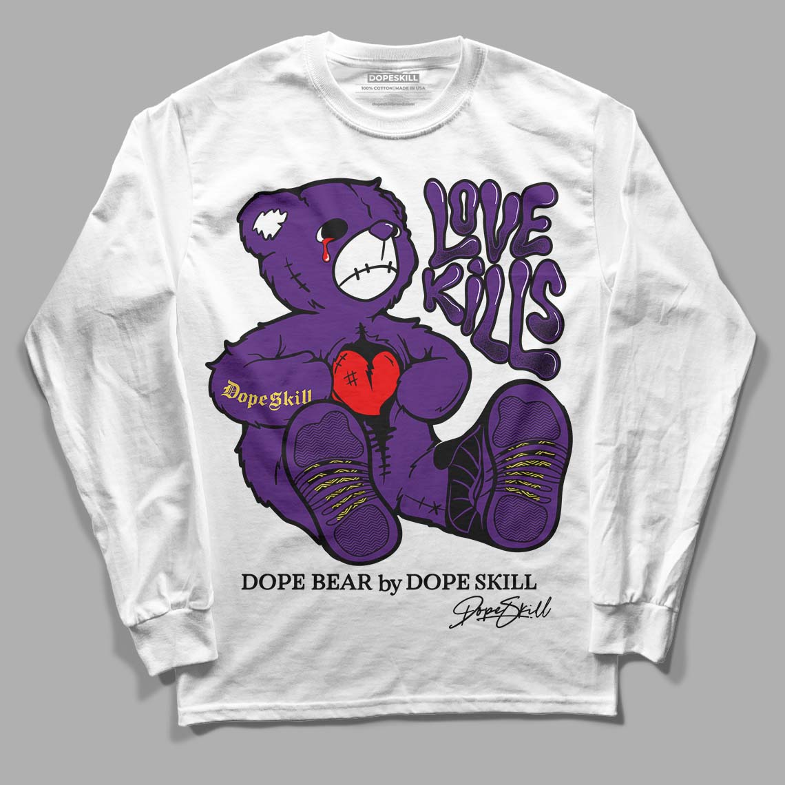 Jordan 12 “Field Purple” DopeSkill Long Sleeve T-Shirt Love Kills Graphic Streetwear - White