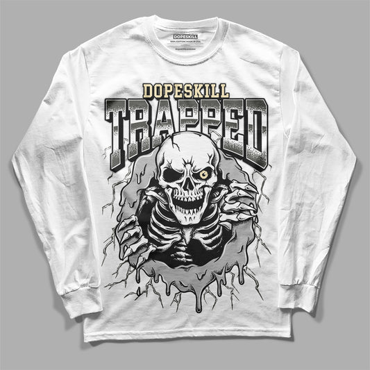 Jordan 4 Retro SE Craft Photon Dust DopeSkill Long Sleeve T-Shirt Trapped Halloween Graphic Streetwear - White 