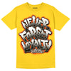 Jordan 4 Retro “Vivid Sulfur” DopeSkill Yellow T-shirt Never Forget Loyalty Graphic Streetwear 