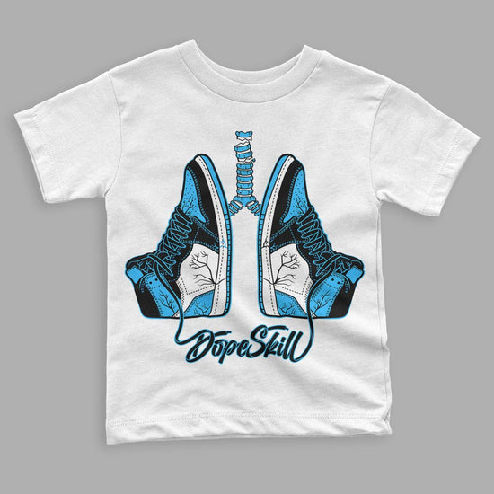 Jordan 1 High Retro OG “University Blue” DopeSkill Toddler Kids T-shirt Breathe Graphic Streetwear - White