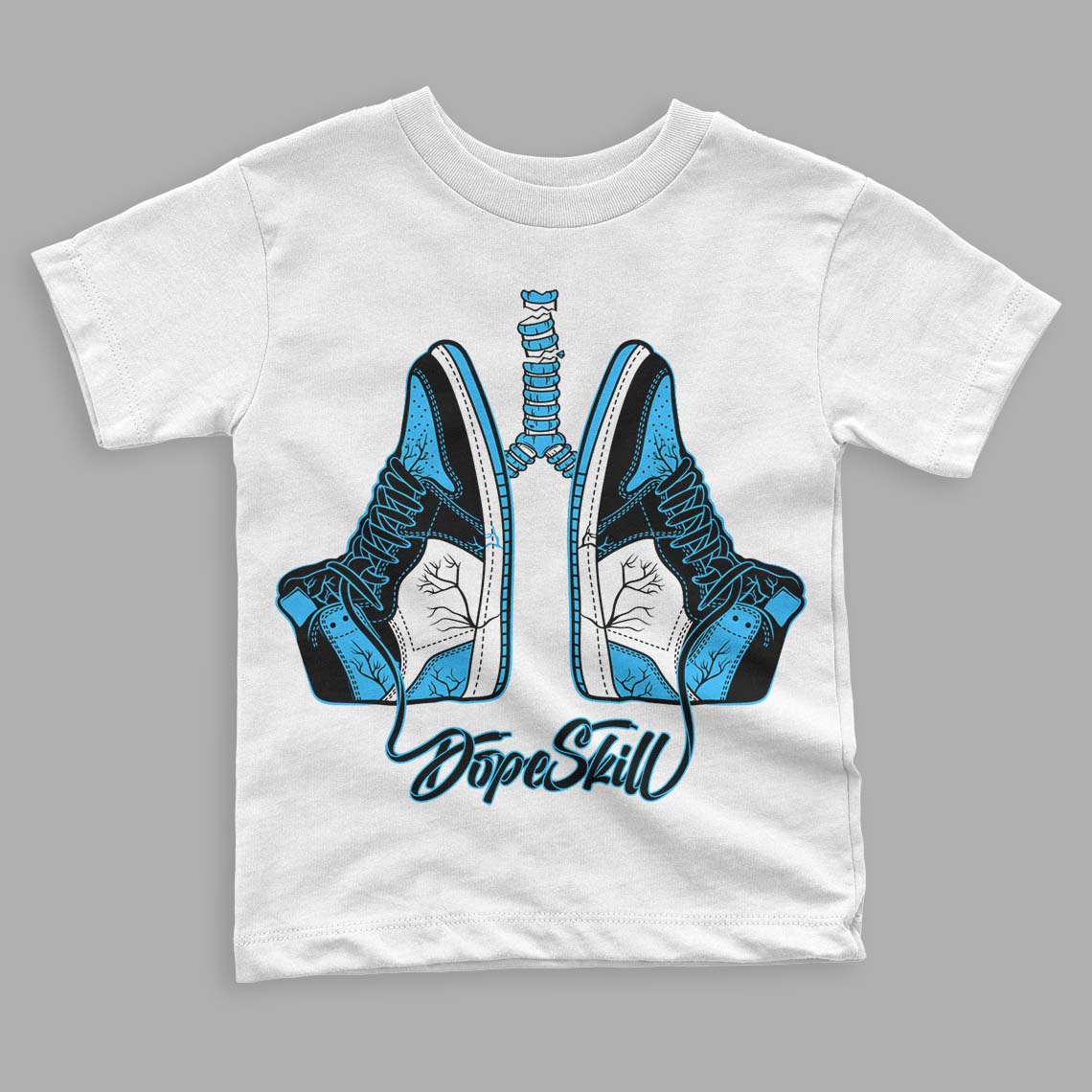 Jordan 1 High Retro OG “University Blue” DopeSkill Toddler Kids T-shirt Breathe Graphic Streetwear - White