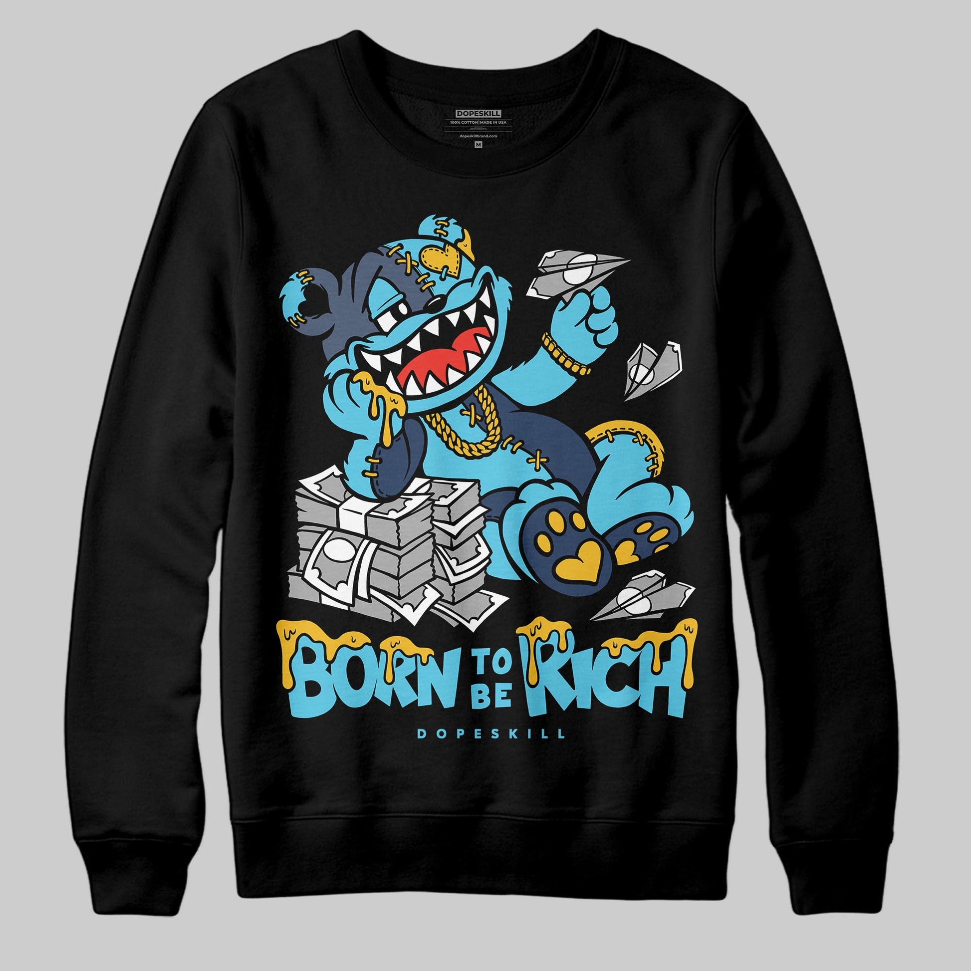 Jordan 11 Retro Gamma Blue (2025) DopeSkill Sweatshirt Born To Be Rich Graphic Streetwear - Black