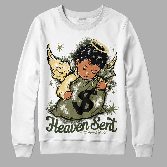 Jordan 4 Retro SE Craft Medium Olive DopeSkill Sweatshirt Heaven Sent Graphic Streetwear - White