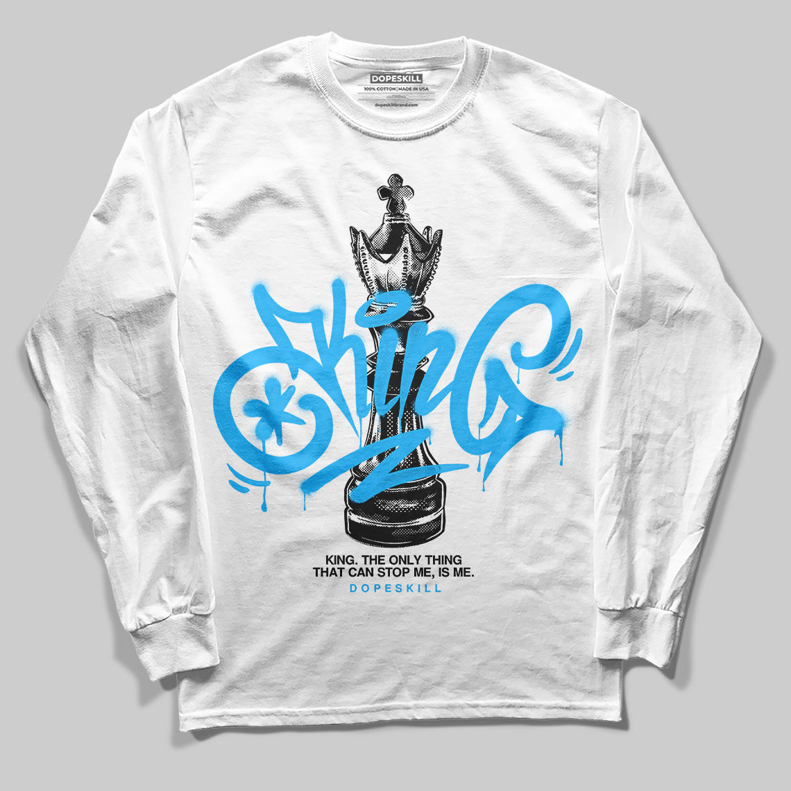 Jordan 1 High Retro OG “University Blue” DopeSkill Long Sleeve T-Shirt King Chess Graphic Streetwear - White