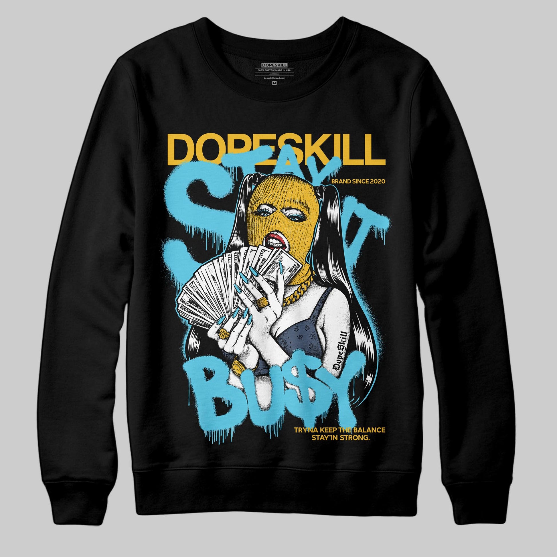 Jordan 11 Retro Gamma Blue (2025) DopeSkill Sweatshirt Stay It Busy Graphic Streetwear - Black