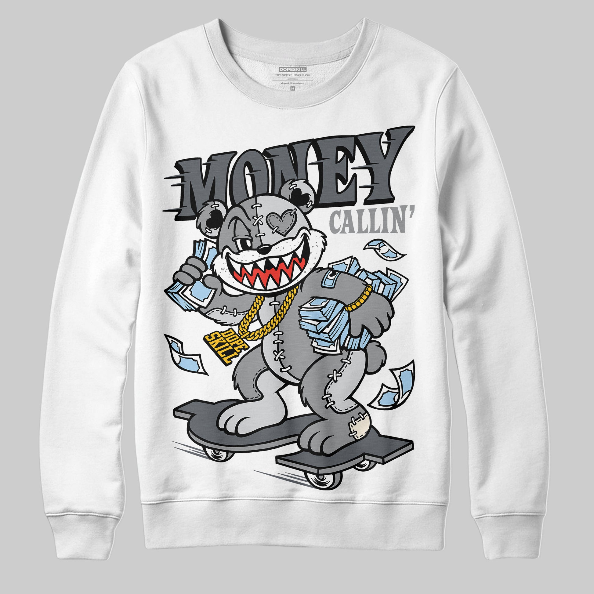 Jordan 5 Retro Wolf Grey (2026) DopeSkill Sweatshirt Money Callin' Graphic Streetwear - White 