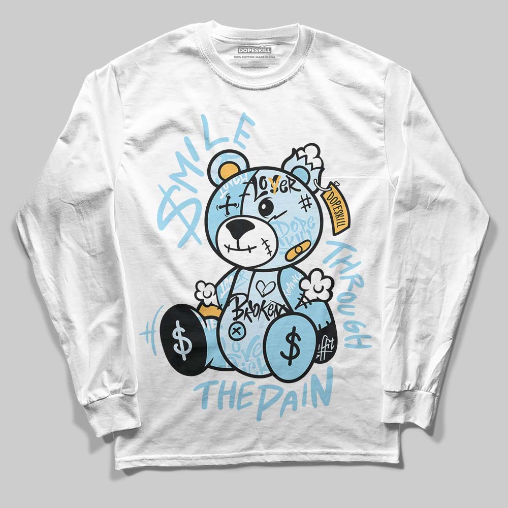 Vans Knu Stack Vintage Satin Dream Blue DopeSkill Long Sleeve T-Shirt Smile Through The Pain Graphic Streetwear - White