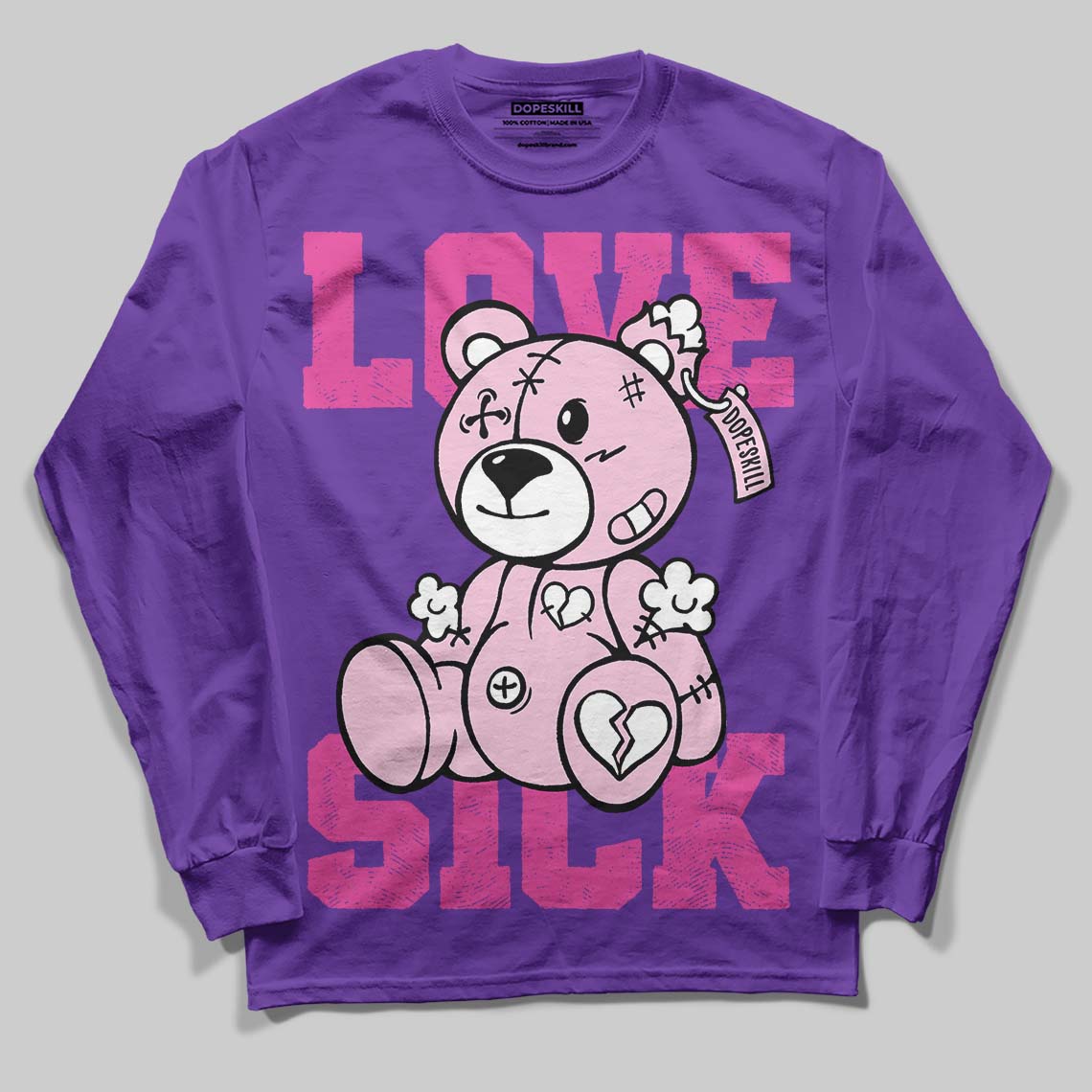 PURPLE Sneakers DopeSkill Long Sleeve T-Shirt Love Sick Graphic Streetwear - Purple