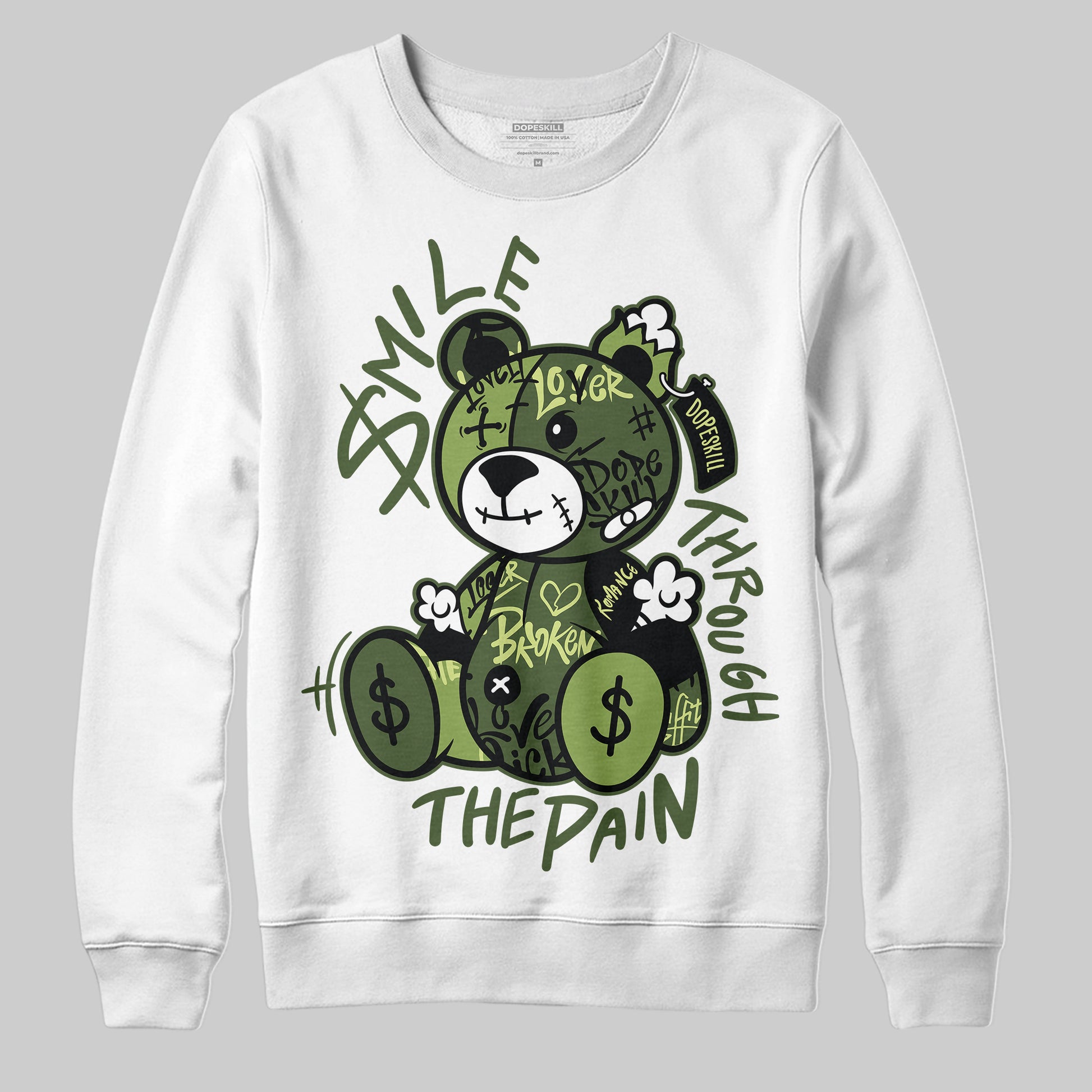 Foamposite Pro 'Pine Green' DopeSkill Sweatshirt Smile Through The Pain Graphic Streetwear - White