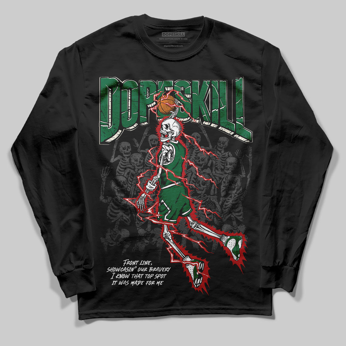 Jordan 13 GS “Pine Green” DopeSkill Long Sleeve T-Shirt Thunder Dunk Graphic Streetwear - Black