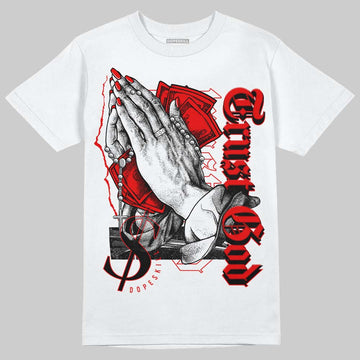 Jordan 11 Retro Cherry DopeSkill T-Shirt Trust God Graphic Streetwear - White 