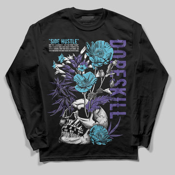 Jordan 8 Retro 'Aqua' 2025 DopeSkill Long Sleeve T-Shirt Side Hustle Graphic Streetwear - Black