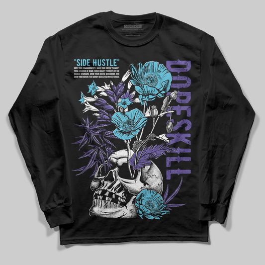 Jordan 8 Retro 'Aqua' 2025 DopeSkill Long Sleeve T-Shirt Side Hustle Graphic Streetwear - Black