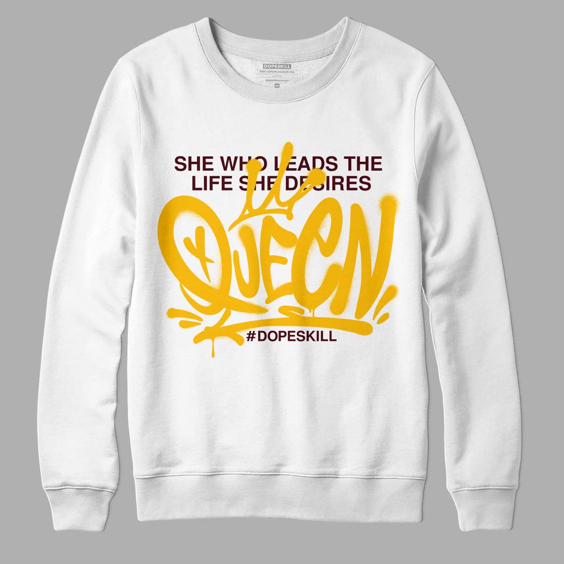 Dunk Yellow Bordeaux DopeSkill Sweatshirt Queen Graphic Streetwear - White 