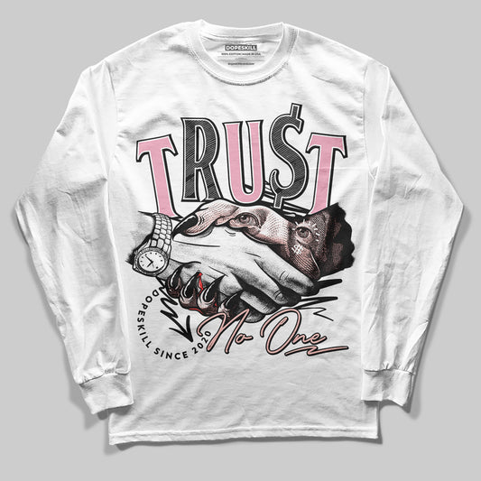 AMIRI White & Pink Stars Court Sneakers DopeSkill Long Sleeve T-Shirt Trust No One Graphic Streetwear - White