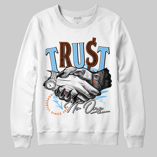 Dunk Low Futura University Blue DopeSkill Sweatshirt Trust No One Graphic Streetwear - White