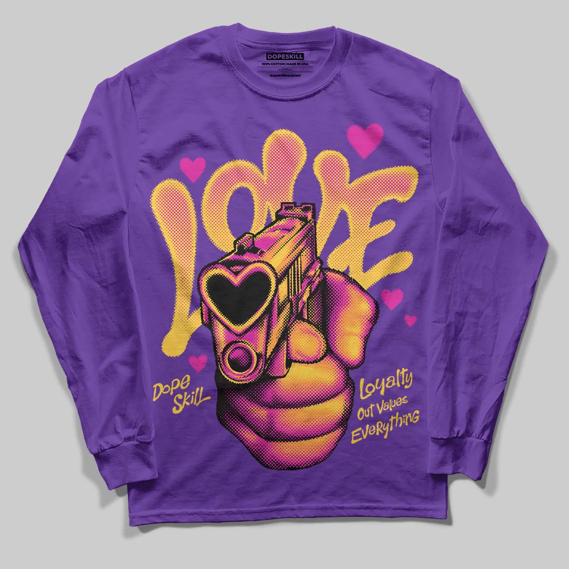 PURPLE Sneakers DopeSkill Long Sleeve T-Shirt Love Shot Graphic Streetwear - Purple