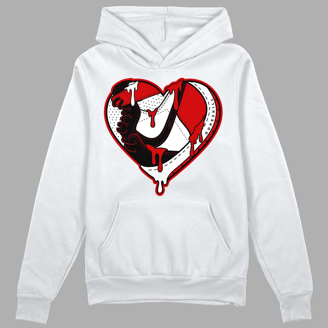 Jordan 1 Retro Low "Black Toe" DopeSkill Hoodie Sweatshirt Heart Jordan 1 Graphic Streetwear - White 