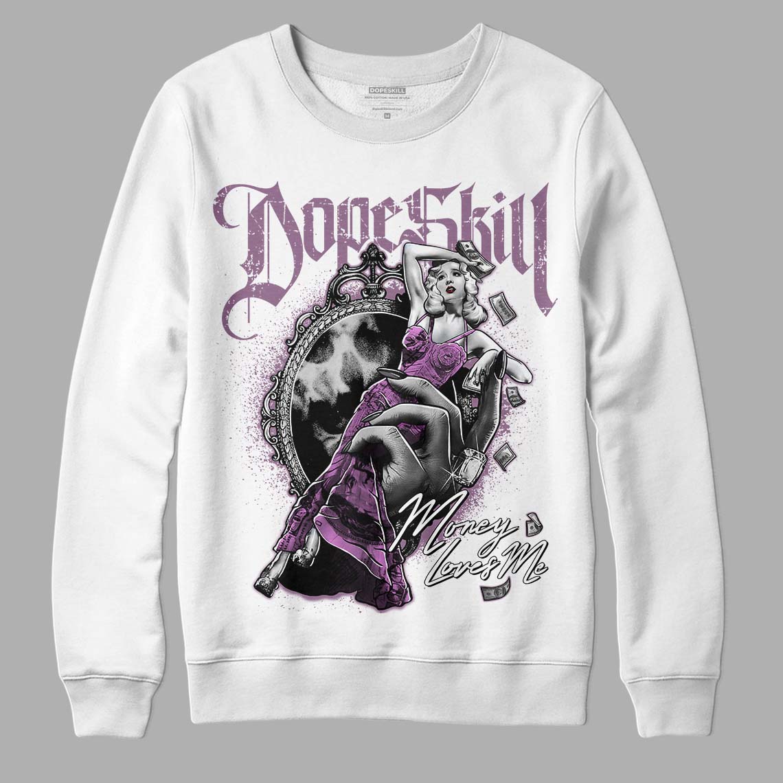 Jordan 2 “Mauve/Off-Noir” DopeSkill Sweatshirt Money Loves Me Graphic Streetwear - White 