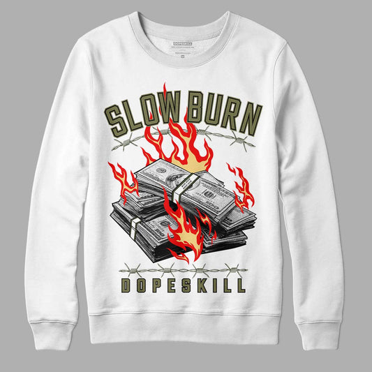 Jordan 4 Retro SE Craft Medium Olive DopeSkill Sweatshirt Slow Burn Graphic Streetwear - White 