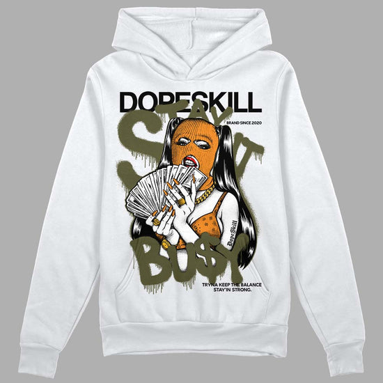 Jordan 5 "Olive" DopeSkill Hoodie Sweatshirt Stay It Busy Graphic Streetwear - White 