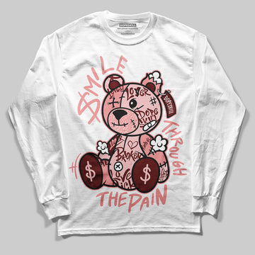 Jordan 3 Retro Valentine's Day Treat Yourself (2025) DopeSkill Long Sleeve T-Shirt Smile Through The Pain Graphic Streetwear - White