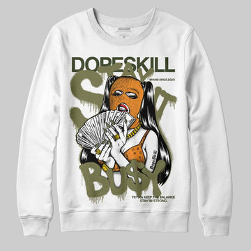 Olive Sneakers DopeSkill Sweatshirt Stay It Busy Graphic Streetwear - White