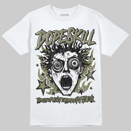 Olive Sneakers DopeSkill T-Shirt Root of Evil Graphic Streetwear - White