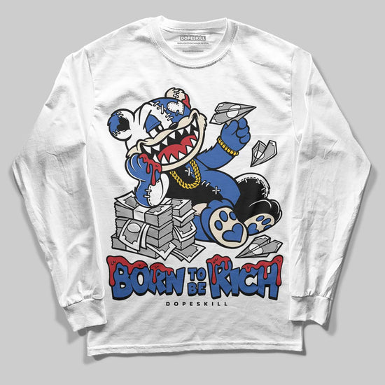 Jordan 1 Low Travis Scott x Fragment DopeSkill Long Sleeve T-Shirt Born To Be Rich Graphic Streetwear - White 