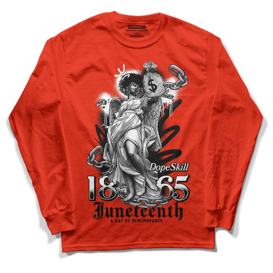 Yeezy Foam Runner Red Dopeskill Vermillion Red Long Sleeve T-Shirt Juneteenth Graphic Streetwear