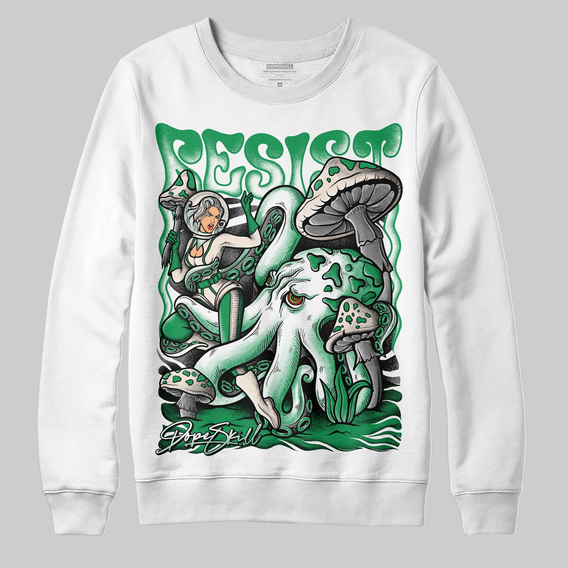 Jordan 2 Retro Lucky Green DopeSkill Sweatshirt Resist Graphic Streetwear - White