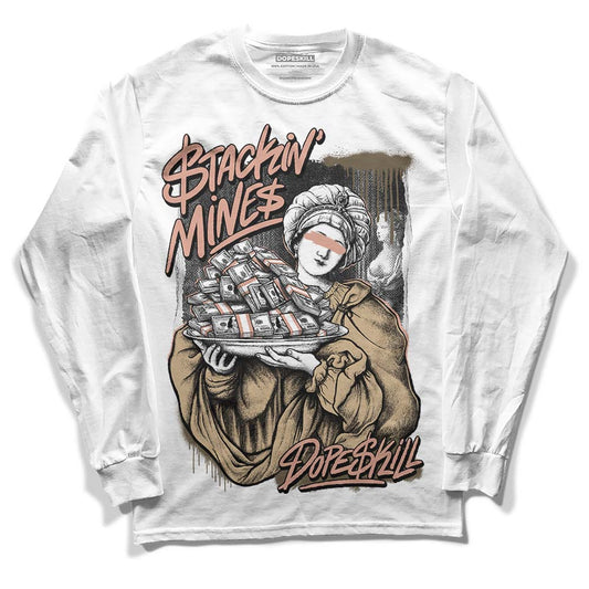 TAN Sneakers DopeSkill Long Sleeve T-Shirt Stackin Mines Graphic Streetwear - WHite