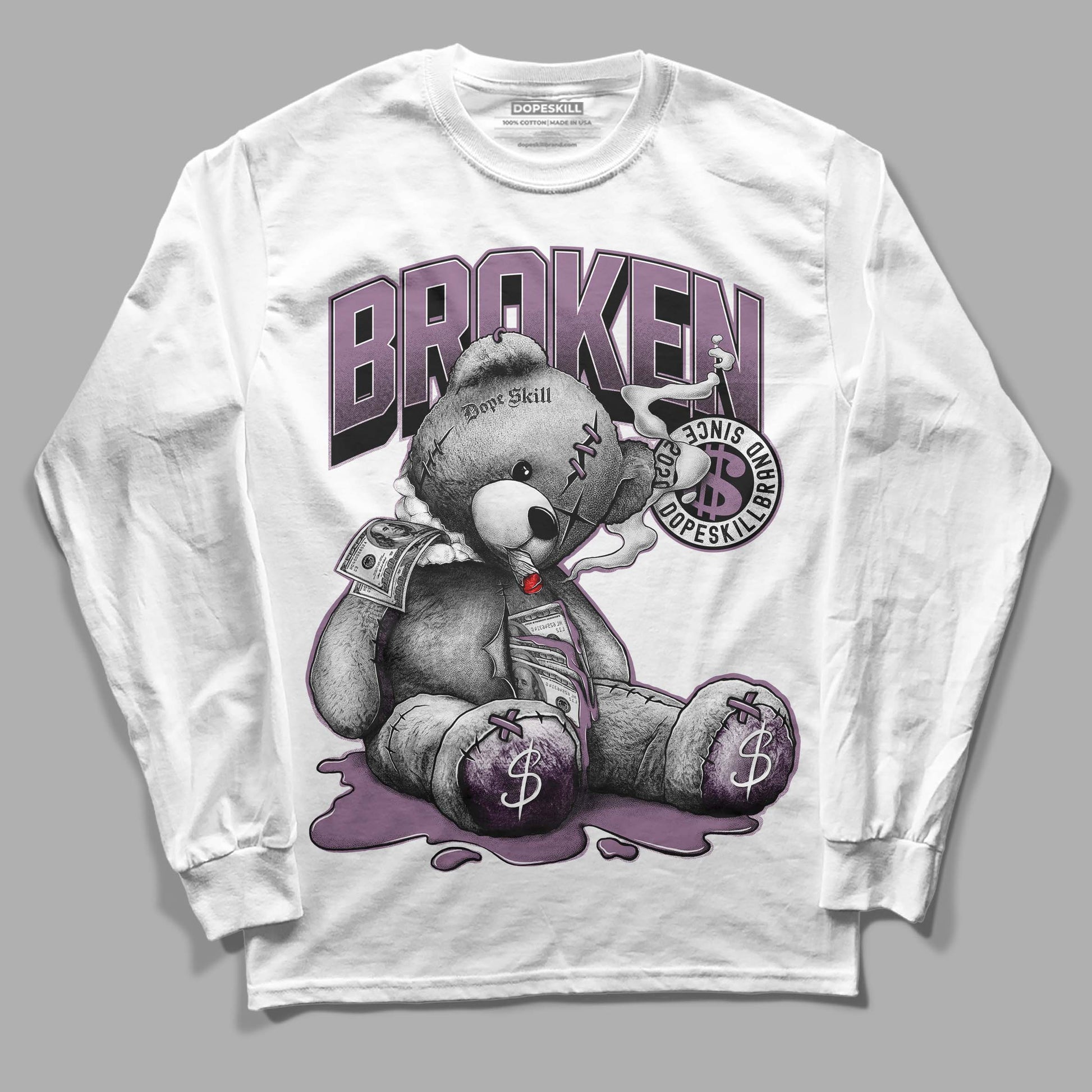 Jordan 2 “Mauve/Off-Noir” DopeSkill Long Sleeve T-Shirt Sick Bear Graphic Streetwear - White 