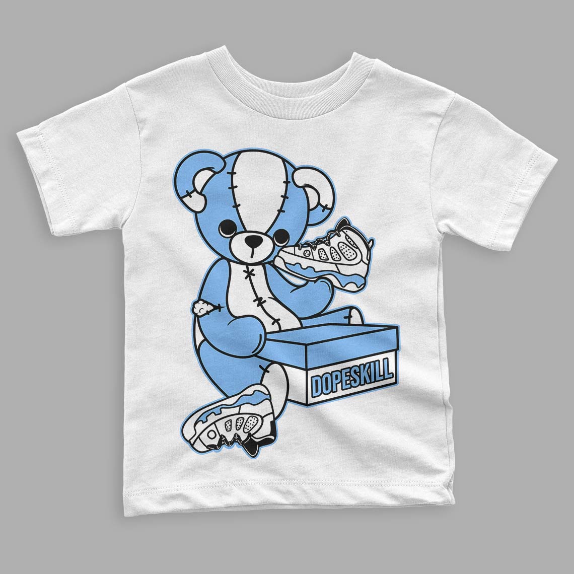 Jordan 9 Powder Blue DopeSkill Toddler Kids T-shirt Sneakerhead BEAR Graphic Streetwear - White