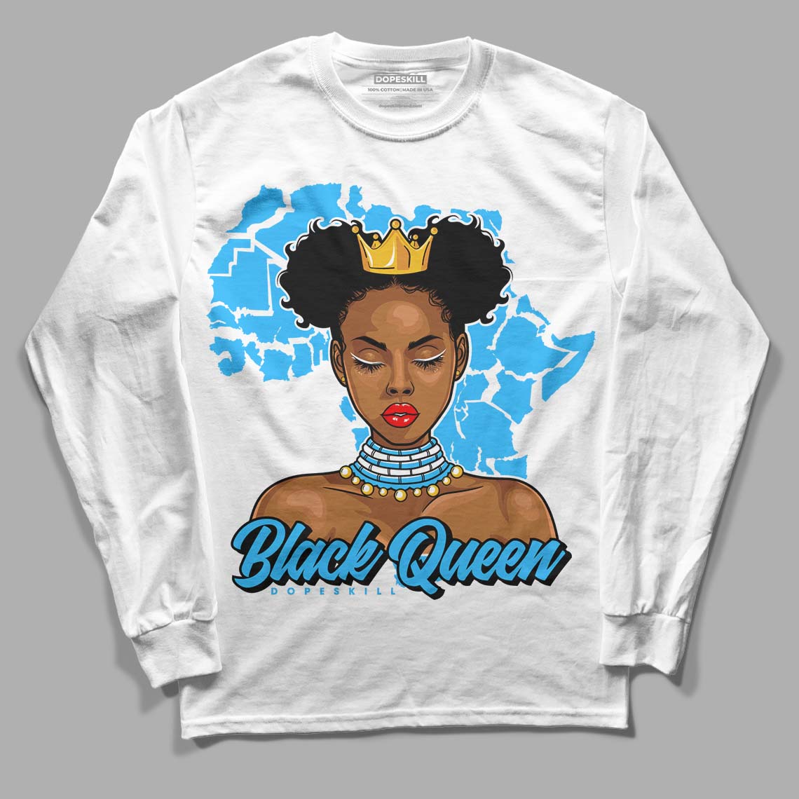 Jordan 1 High Retro OG “University Blue” DopeSkill Long Sleeve T-Shirt Black Queen Graphic Streetwear - White