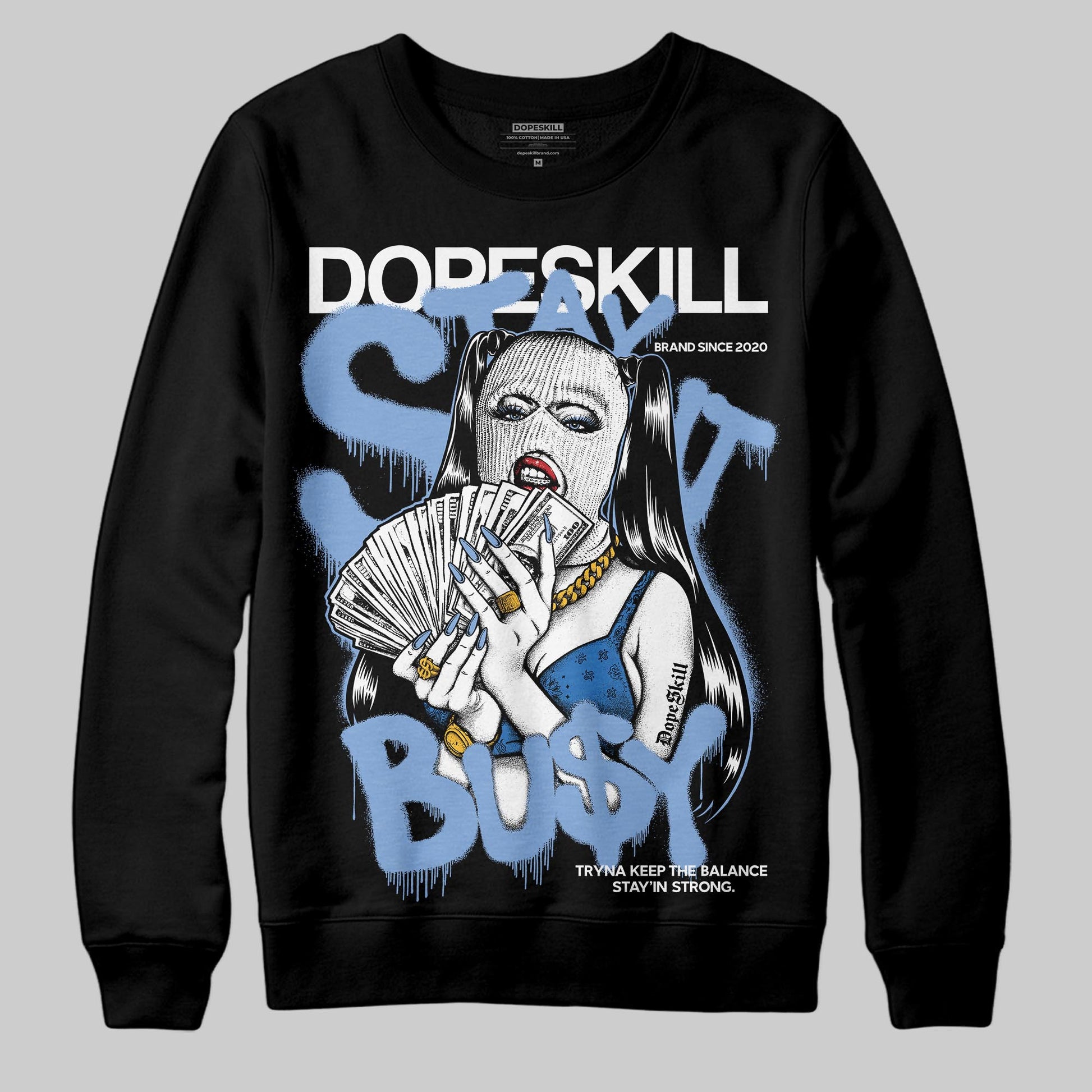 Jordan 4 WMNS 'Forget Me Not' DopeSkill Sweatshirt Stay It Busy Graphic Streetwear - Black