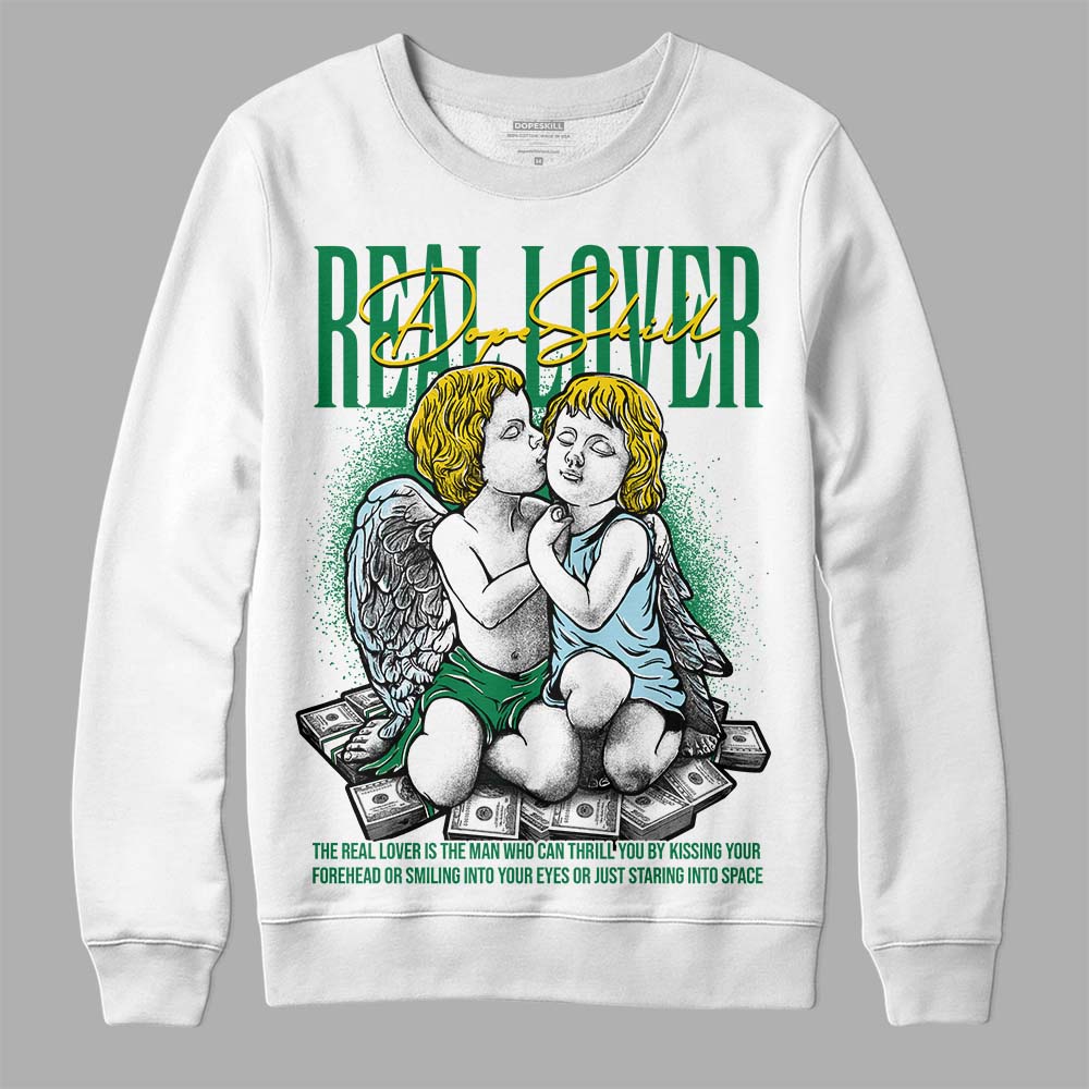 Jordan 5 “Lucky Green” DopeSkill Sweatshirt Real Lover Graphic Streetwear - White 