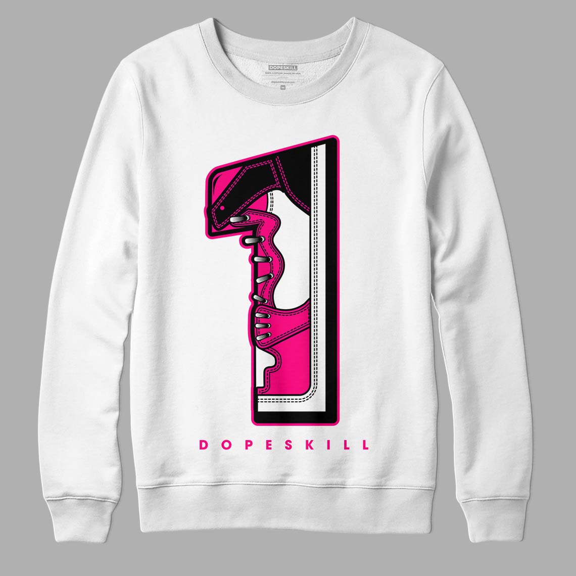 Jordan 1 Low GS “Fierce Pink” Dopeskill Sweatshirt No.1 Graphic Streetwear - White