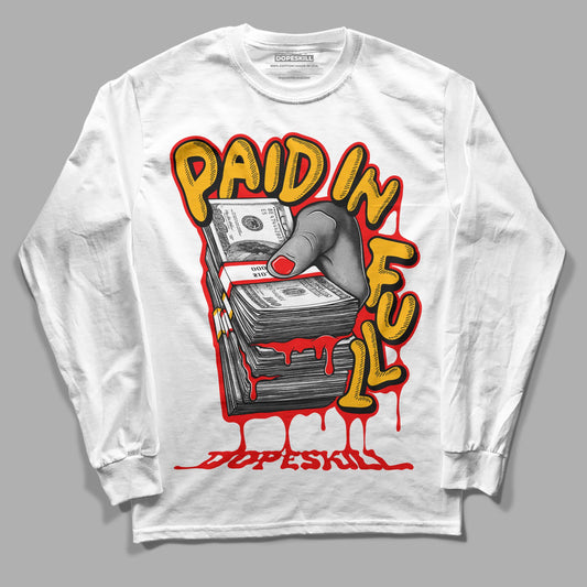 Red Sneakers DopeSkill Long Sleeve T-Shirt Paid In Full Graphic Streetwear - White