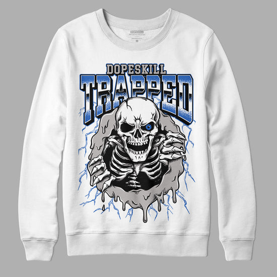 Jordan 1 High OG "True Blue" DopeSkill Sweatshirt Trapped Halloween Graphic Streetwear - White 