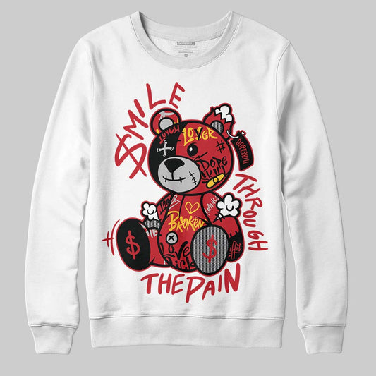 Jordan 14 Retro Ferrari (2025) DopeSkill Sweatshirt Smile Through The Pain Graphic Streetwear - White