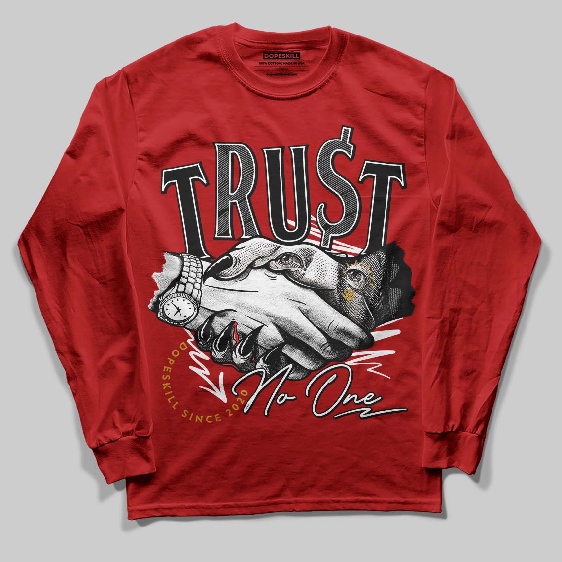 Nigel Sylvester x Air Jordan 4 ‘Brick by Brick’ DopeSkill Long Sleeve T-Shirt Trust No One Graphic Streetwear - Red